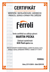 Certifik�t Ferroli